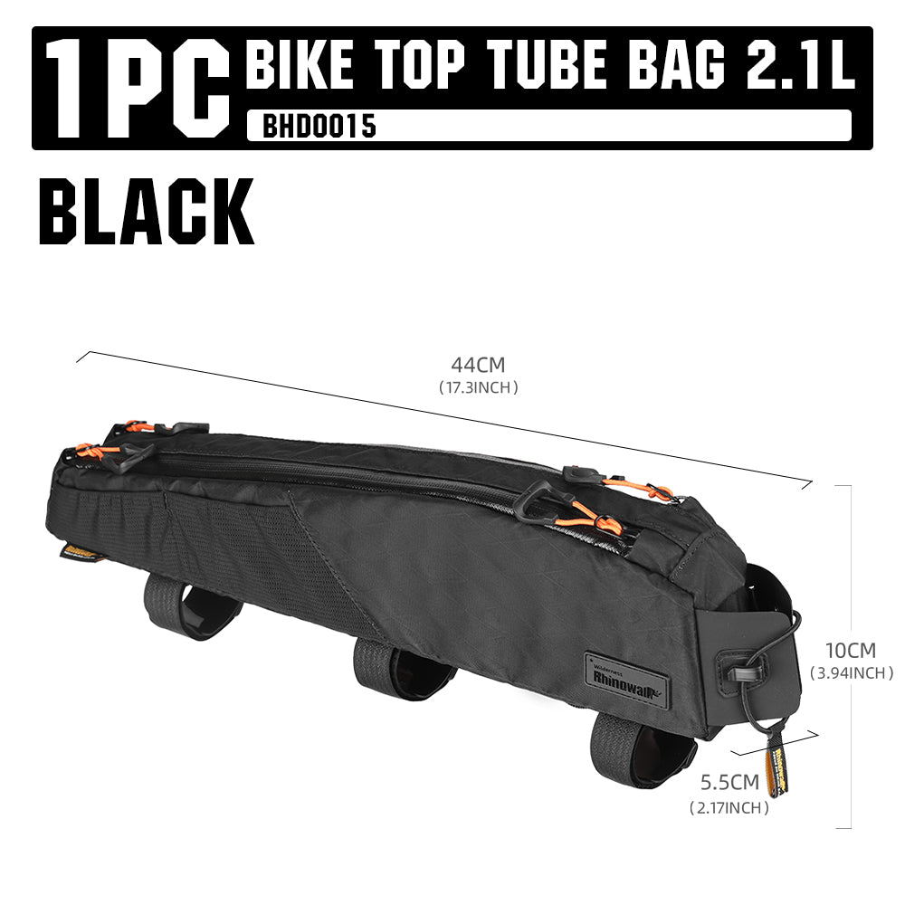 Rhinowalk Wilderness 2.1L Waterproof Bike Top Tube Bag - Adjustable Storage for Cycling