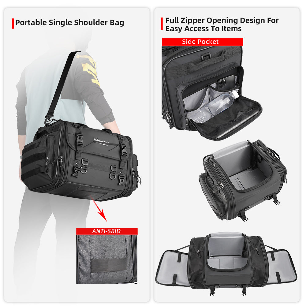 Rhinowalk 26L Expandable Motorcycle Tail Bag – Up to 80L Travel Luggage
