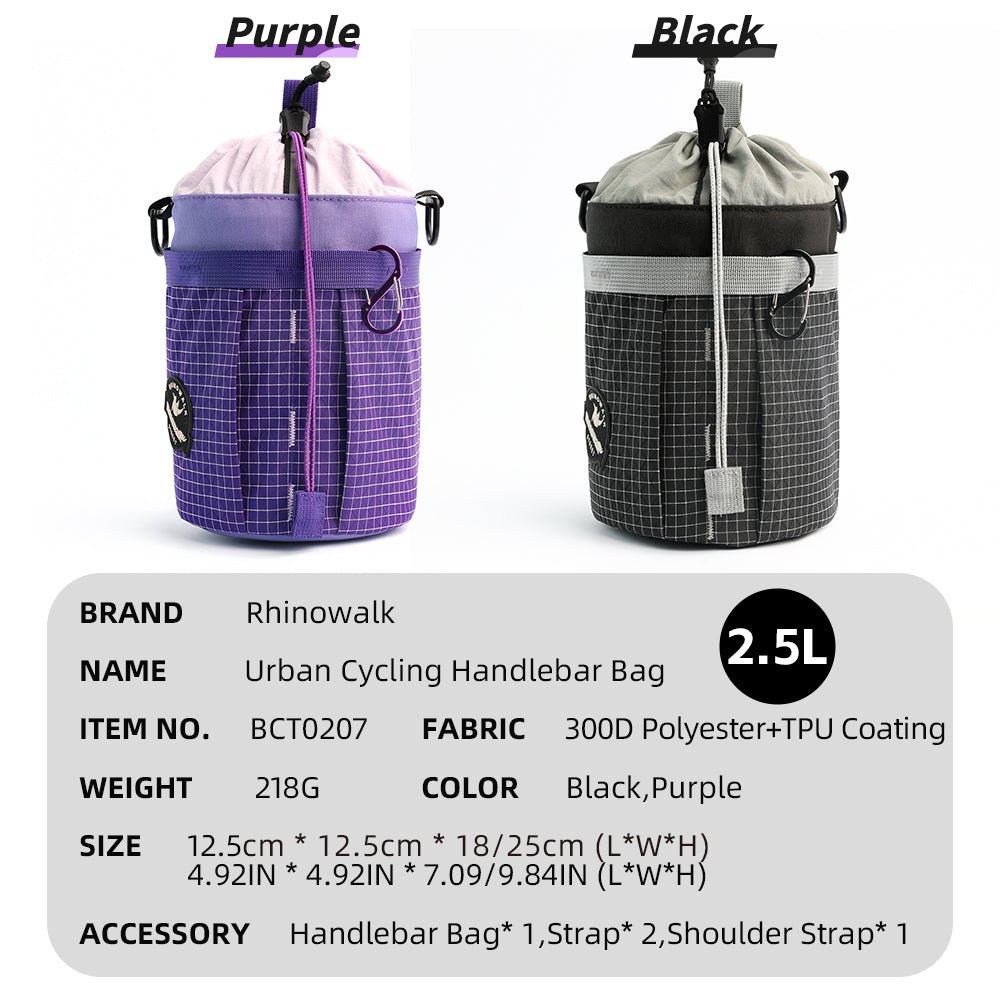 Rhinowalk Bike Handlebar Bag - Quick-Release Urban Cycling Waterproof Bag for Brompton Dahon Folding Bikes with Shoulder Strap
