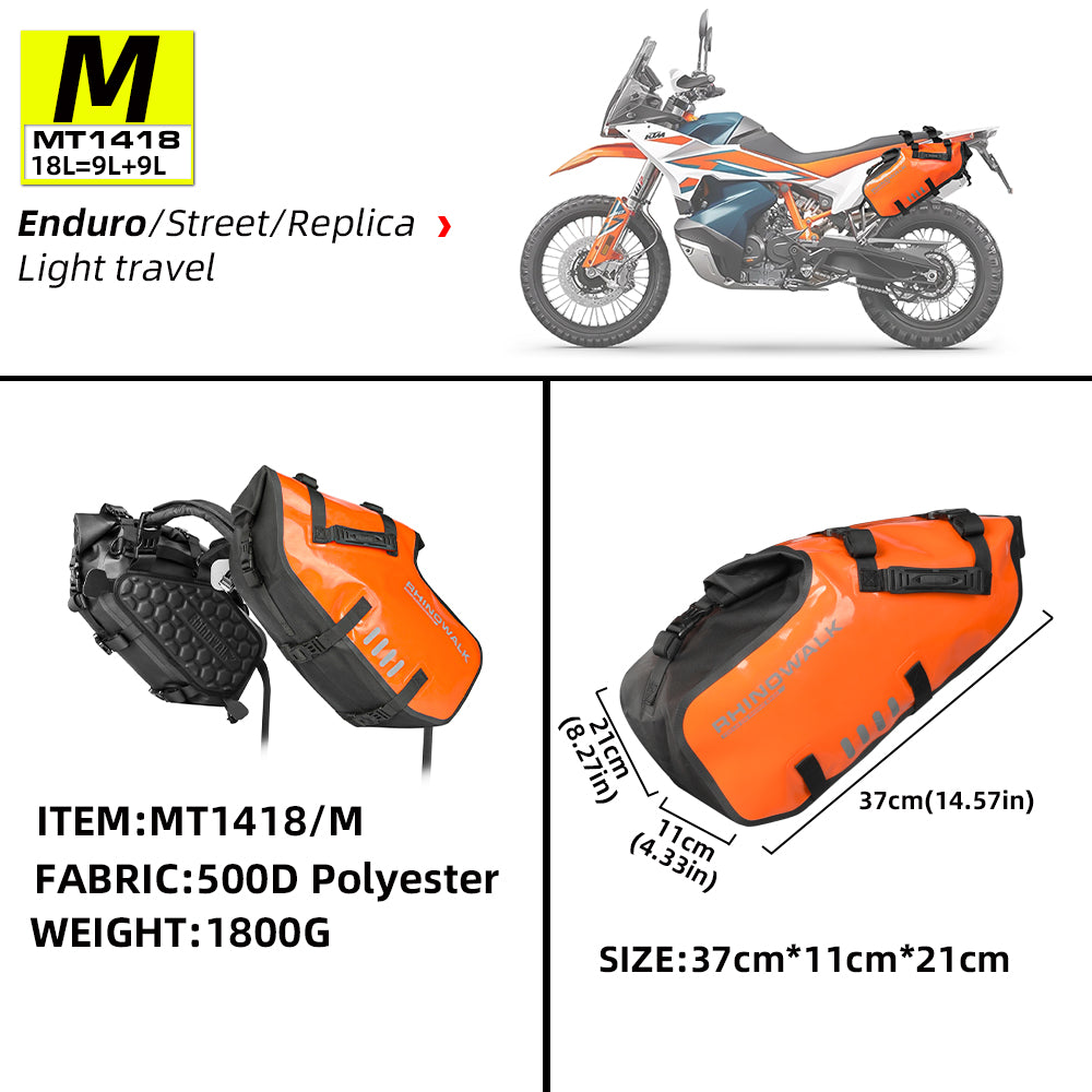 Rhinowalk Waterproof Motorcycle Saddle Bags – 18L/28L/48L Universal