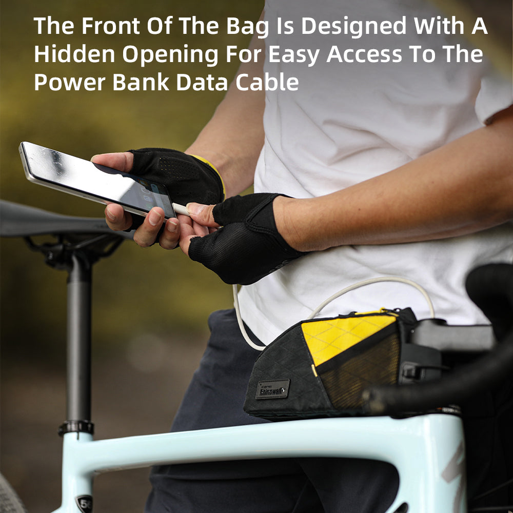 Rhinowalk 1.2L Waterproof Bike Top Tube Bag - Phone Holder & Dual Fixing Methods for Cycling