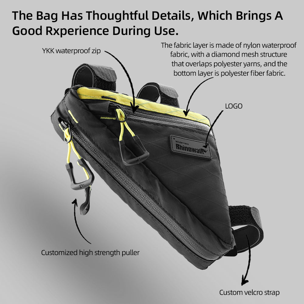 Rhinowalk Waterproof Bicycle Frame Bag - 0.9L Triangle Bike Bag - Triangle Bike Storage Bag with Zippers & Velcro Straps