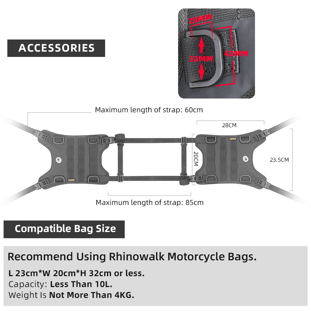 Rhinowalk Universal Motorcycle Tank/Bumper Saddle Bag Mounting Base