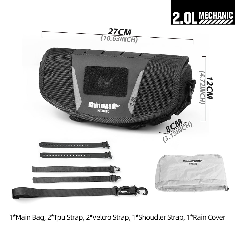 Rhinowalk 2L Motorcycle Handlebar Bag - Versatile Secure Waterproof for Adventure Riders, Off-Road & ADV Mounting