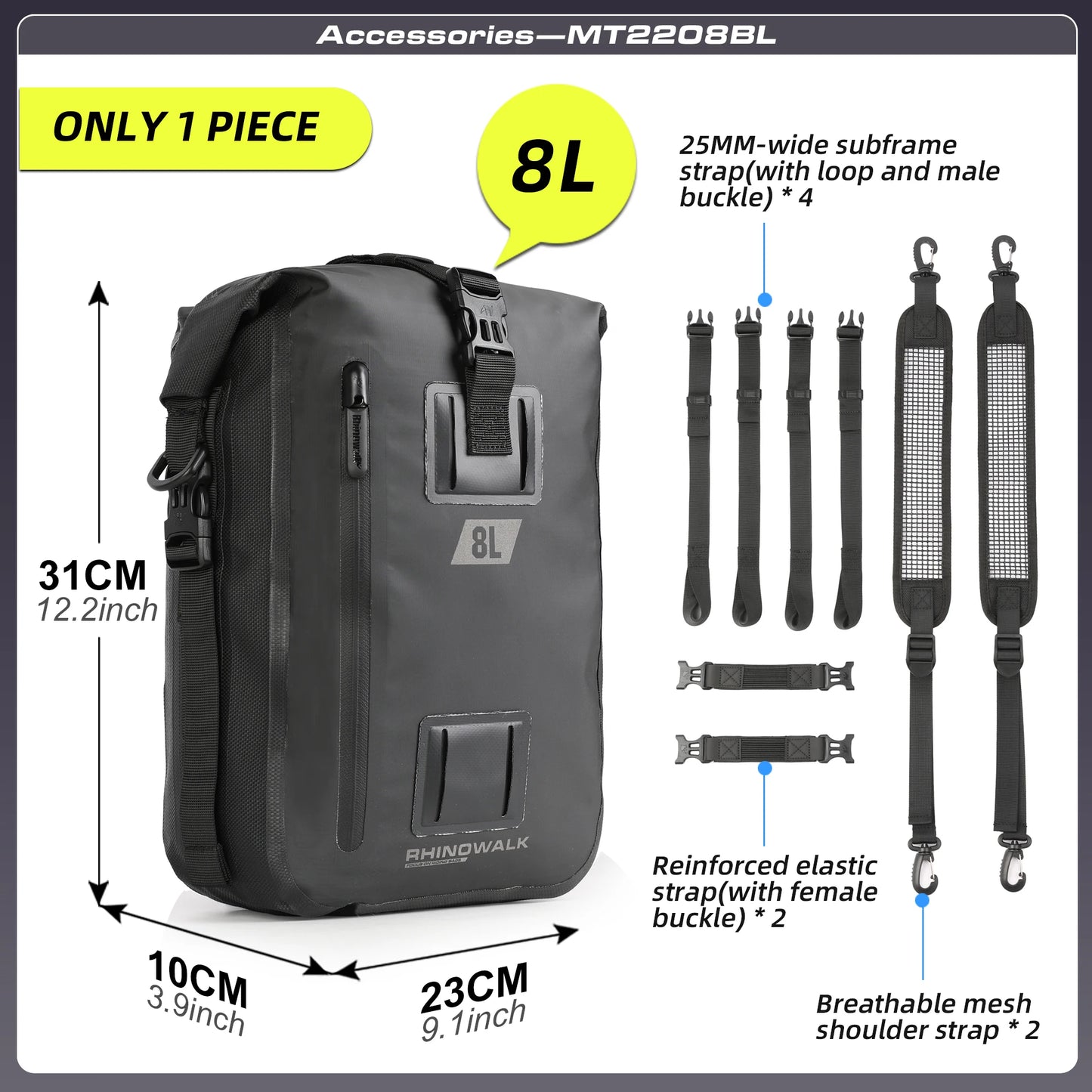 Rhinowalk 30L Waterproof Motorcycle Tail & Side Bag