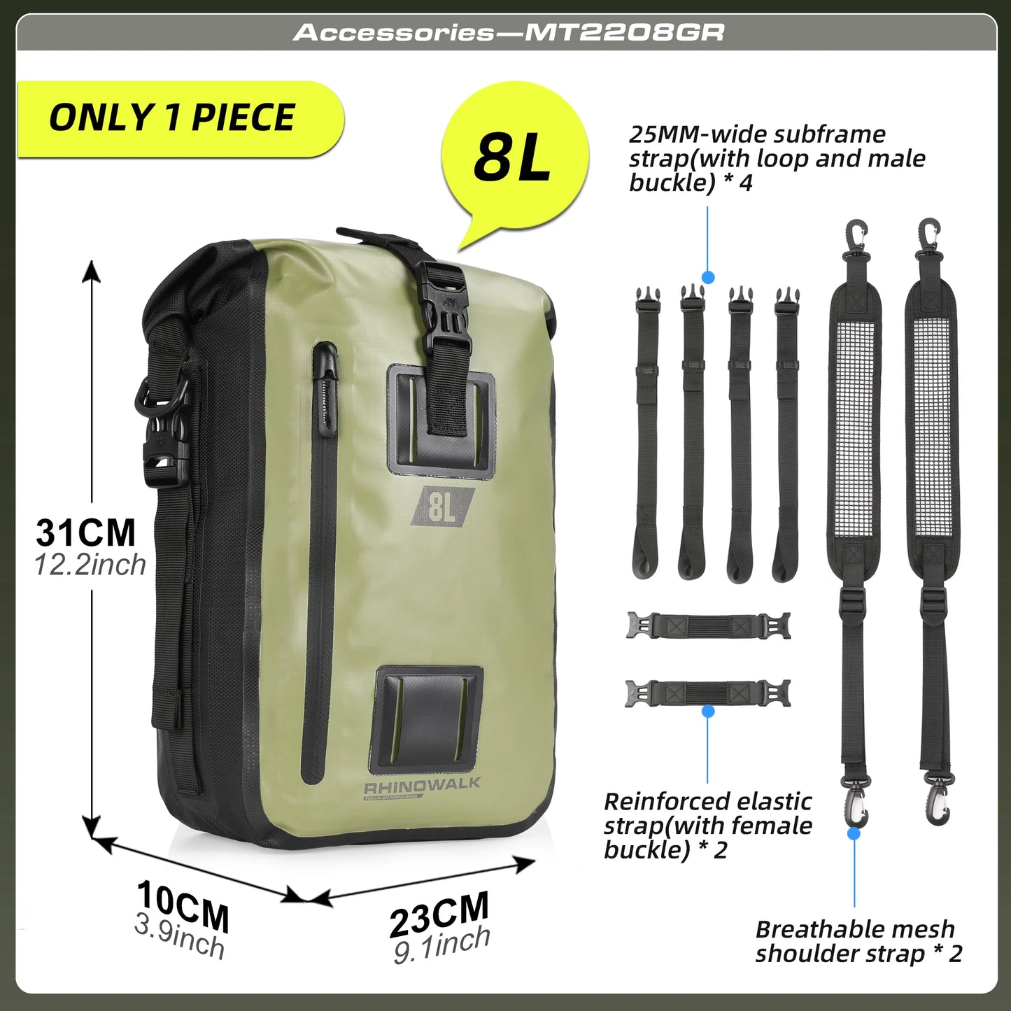 Rhinowalk 30L Waterproof Motorcycle Tail & Side Bag