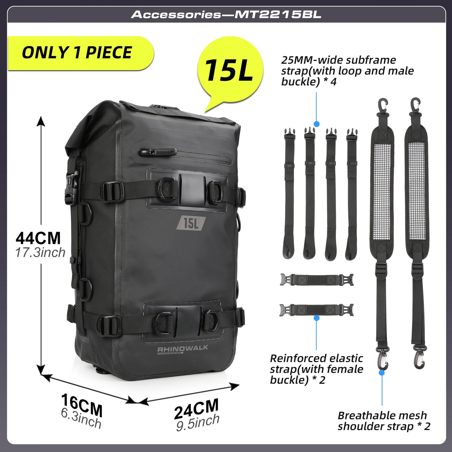 Rhinowalk 30L Waterproof Motorcycle Tail & Side Bag