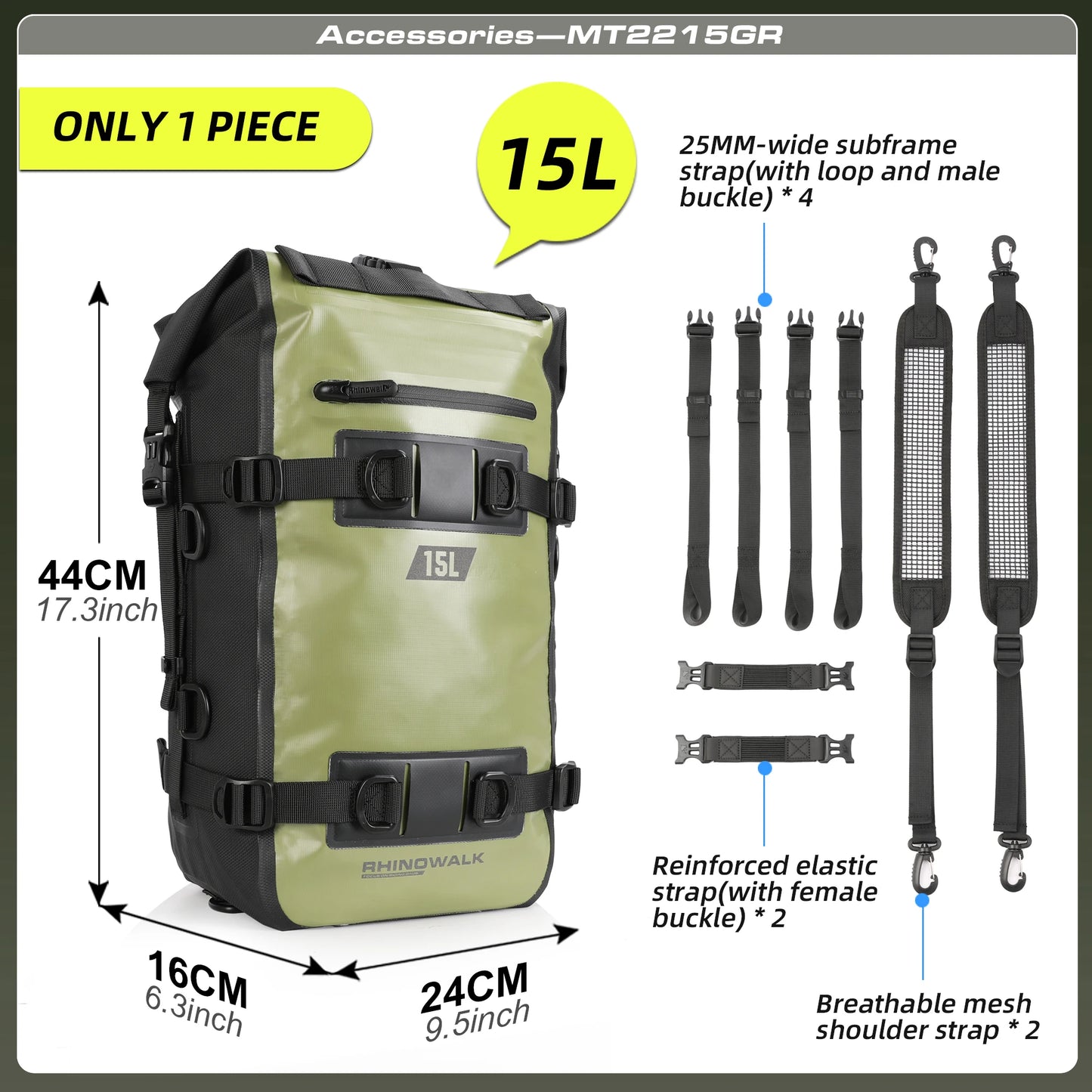 Rhinowalk 30L Waterproof Motorcycle Tail & Side Bag