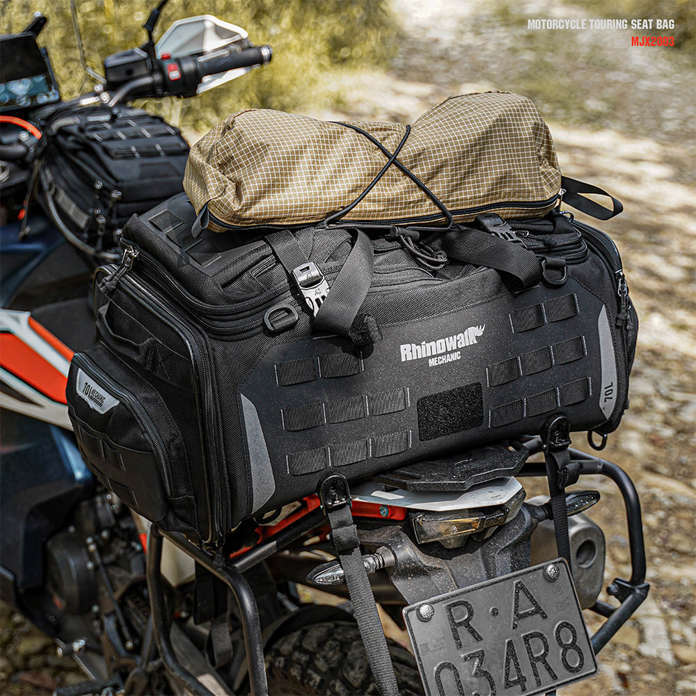 Rhinowalk Waterproof Motorcycle Seat & Tail Bag with Rain Cover