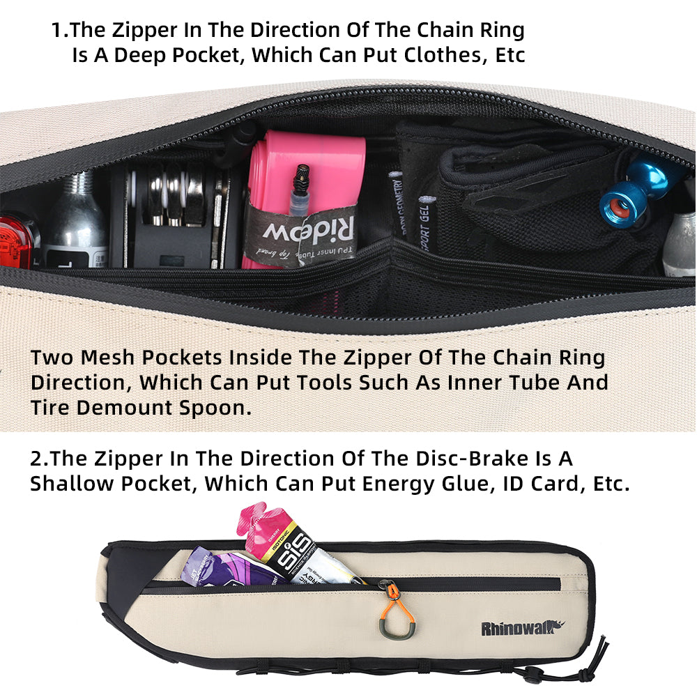 Rhinowalk Bicycle Frame Bag - Water-Resistant, Leg-Safe Design with Organized Storage for Cycling Essentials