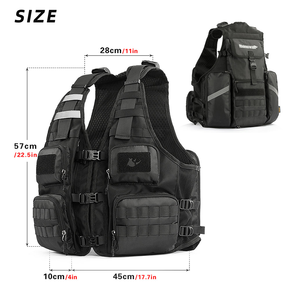 Rhinowalk Multifunctional Riding Vest - Helmet Storage, Hydration System, Breathable Mesh & Multi-Pocket Design for Motorcycling & Bicycling