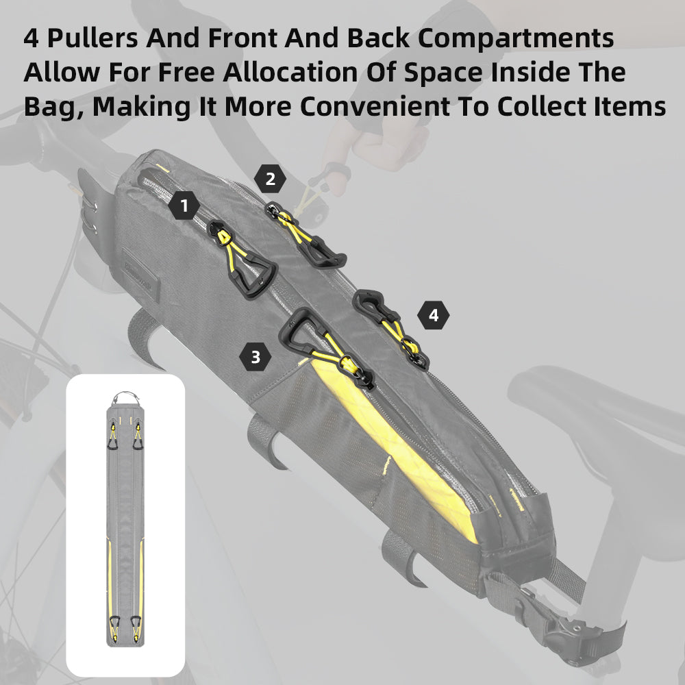 Rhinowalk Wilderness 2.1L Waterproof Bike Top Tube Bag - Adjustable Storage for Cycling