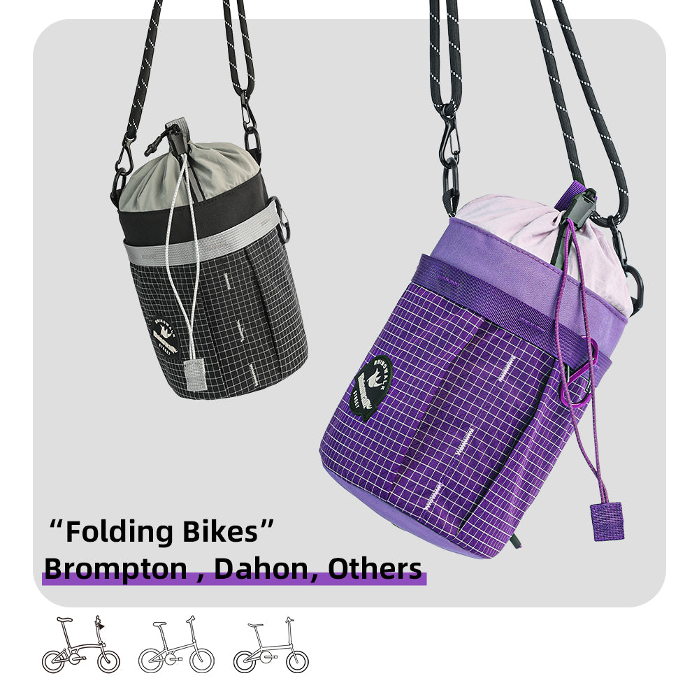Rhinowalk Bike Handlebar Bag - Quick-Release Urban Cycling Waterproof Bag for Brompton Dahon Folding Bikes with Shoulder Strap