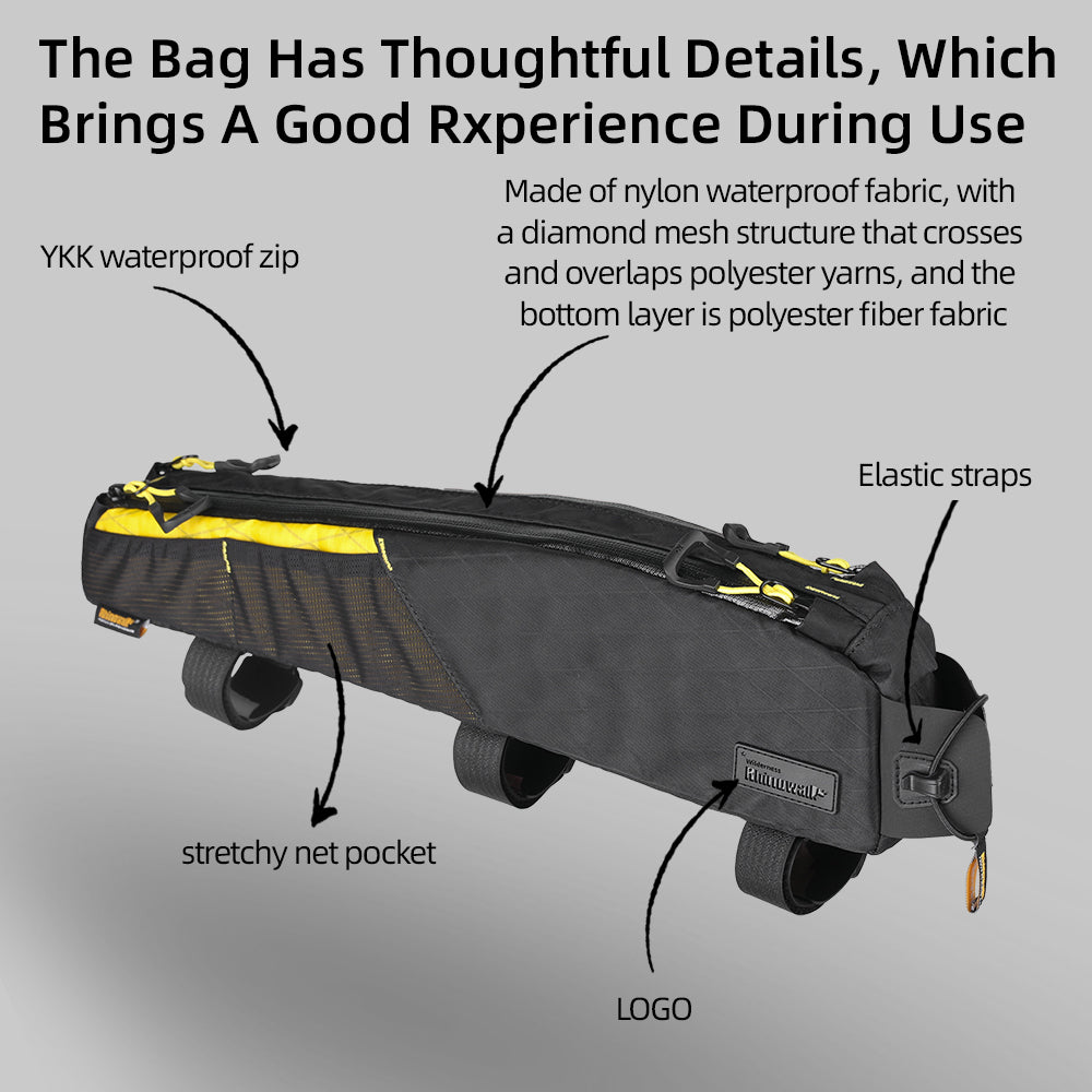 Rhinowalk Wilderness 2.1L Waterproof Bike Top Tube Bag - Adjustable Storage for Cycling