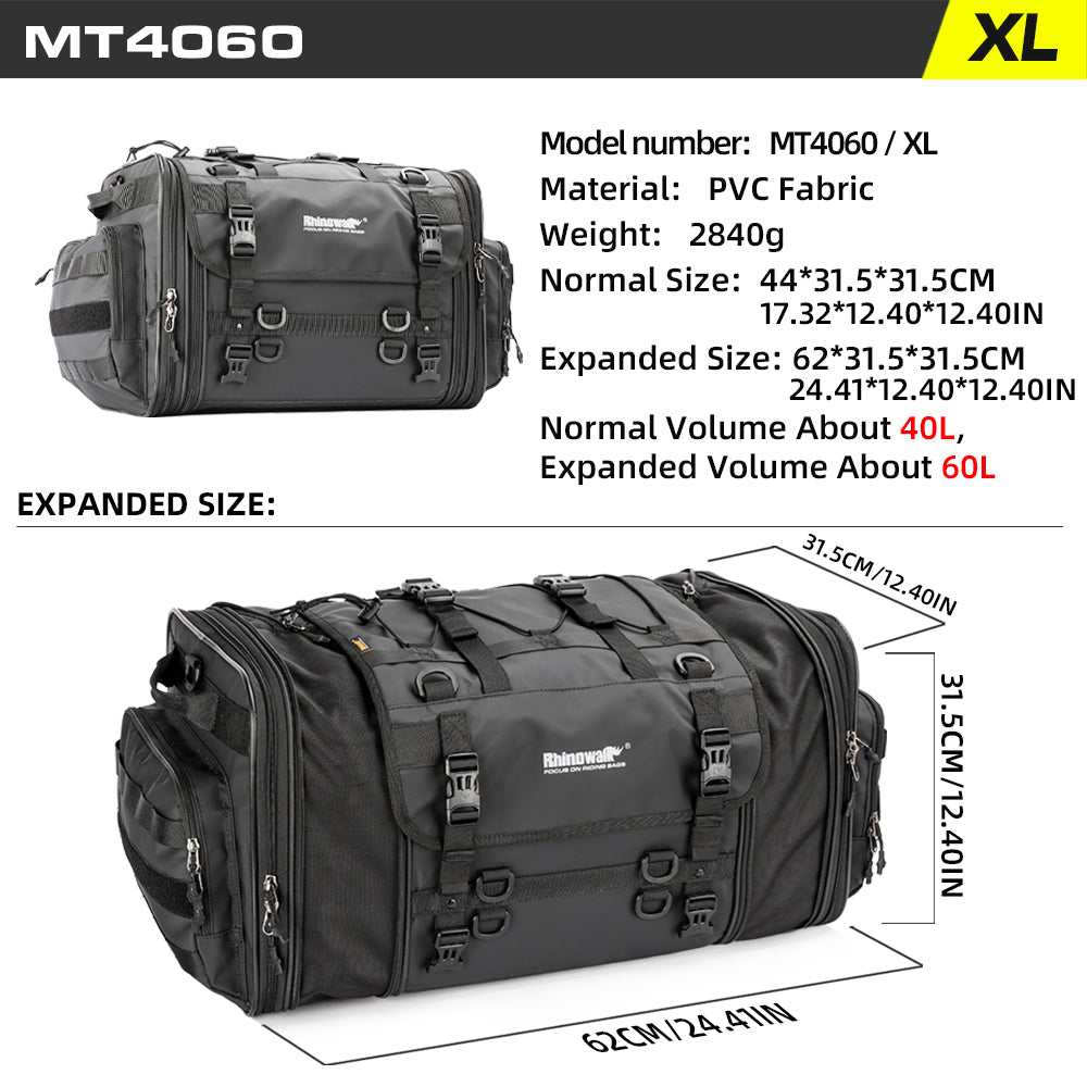 Rhinowalk 26L Expandable Motorcycle Tail Bag – Up to 80L Travel Luggage