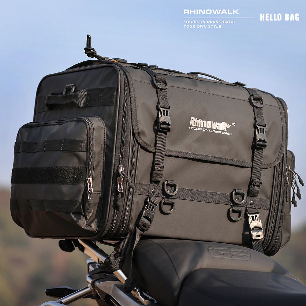 Rhinowalk 26L Expandable Motorcycle Tail Bag – Up to 80L Travel Luggage