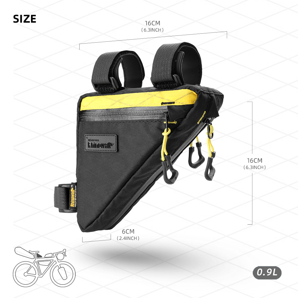 Rhinowalk Waterproof Bicycle Frame Bag - 0.9L Triangle Bike Bag - Triangle Bike Storage Bag with Zippers & Velcro Straps