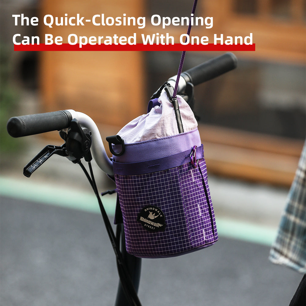 Rhinowalk Bike Handlebar Bag - Quick-Release Urban Cycling Waterproof Bag for Brompton Dahon Folding Bikes with Shoulder Strap