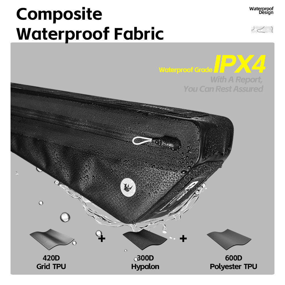 Rhinowalk Bike Frame Bag Waterproof 2.6L Luggage Durable for Road & Mountain Bikes Plateau Series