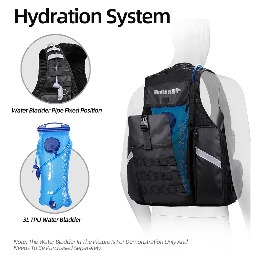 Rhinowalk Multifunctional Riding Vest - Helmet Storage, Hydration System, Breathable Mesh & Multi-Pocket Design for Motorcycling & Bicycling