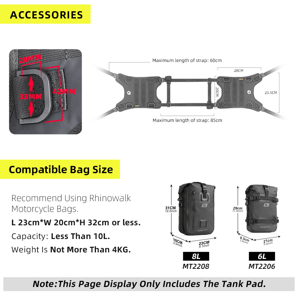 Rhinowalk Universal Motorcycle Tank/Bumper Saddle Bag Mounting Base