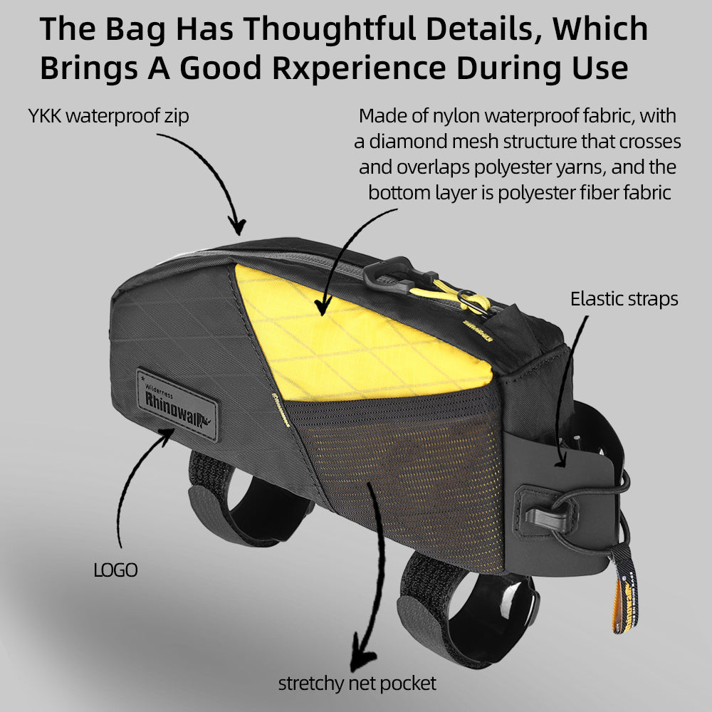Rhinowalk 1.2L Waterproof Bike Top Tube Bag - Phone Holder & Dual Fixing Methods for Cycling