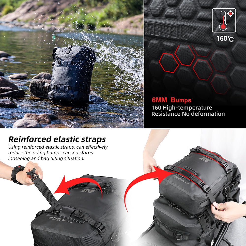 Rhinowalk 30L Waterproof Motorcycle Tail & Side Bag
