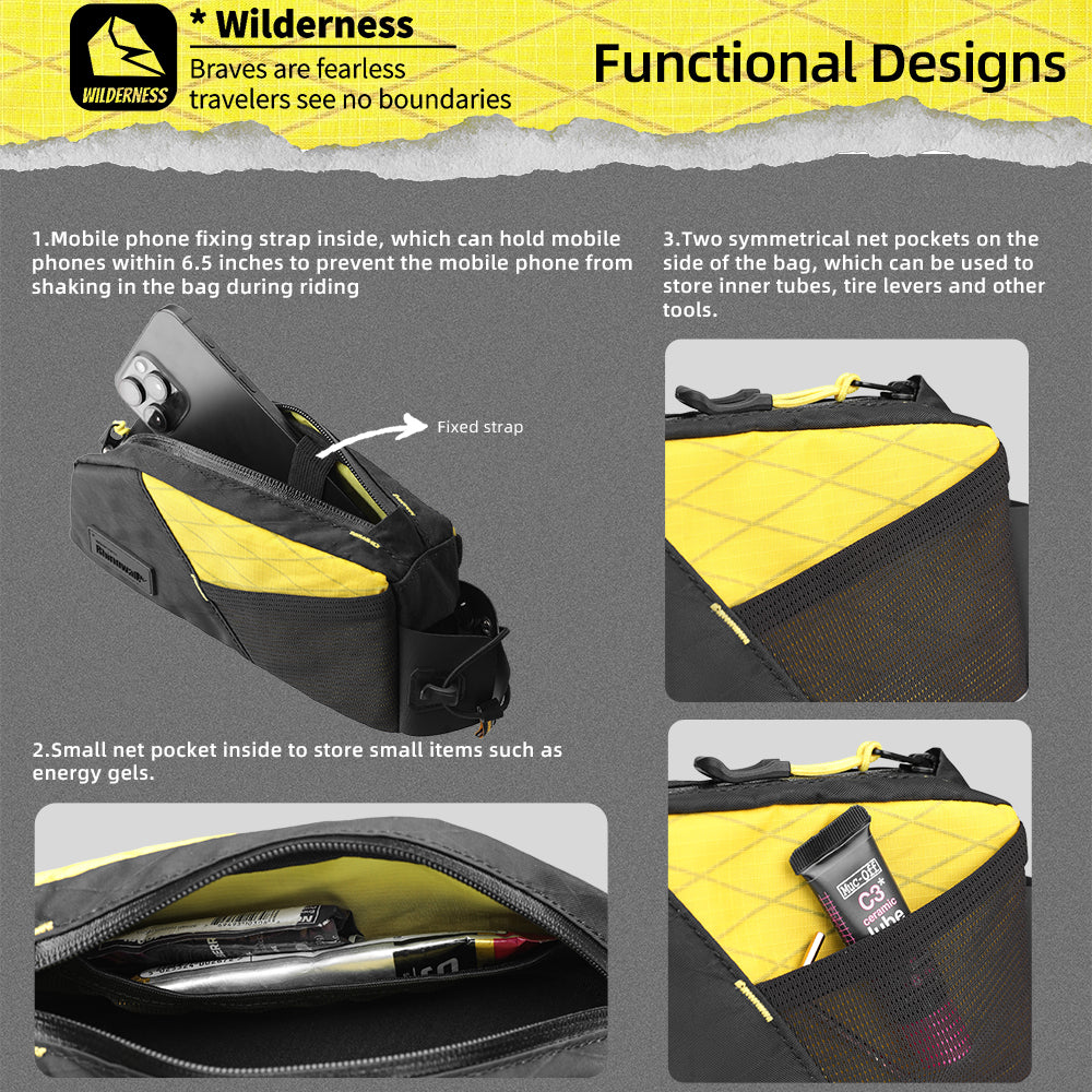 Rhinowalk 1.2L Waterproof Bike Top Tube Bag - Phone Holder & Dual Fixing Methods for Cycling