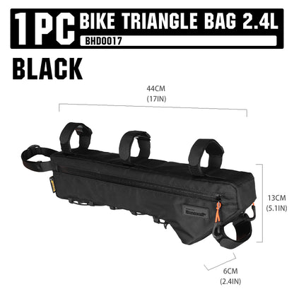 Rhinowalk Wilderness 2.4L Waterproof Bike Frame Bag - Fits 54+ Bike Sizes, No Water Bottle Interference