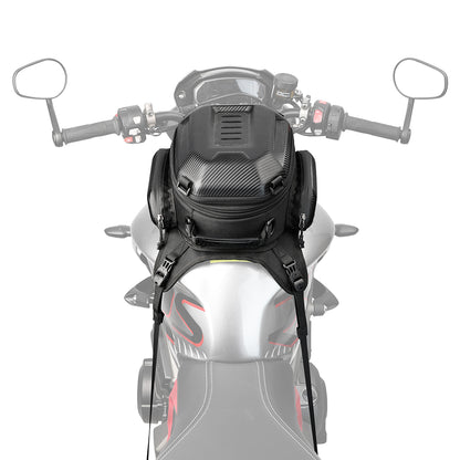 Rhinowalk Motorcycle Tank Bag, 15-18L Expandable Motorcycle Storage, Waterproof All Weather-Carbon Fiber Black MTR3001