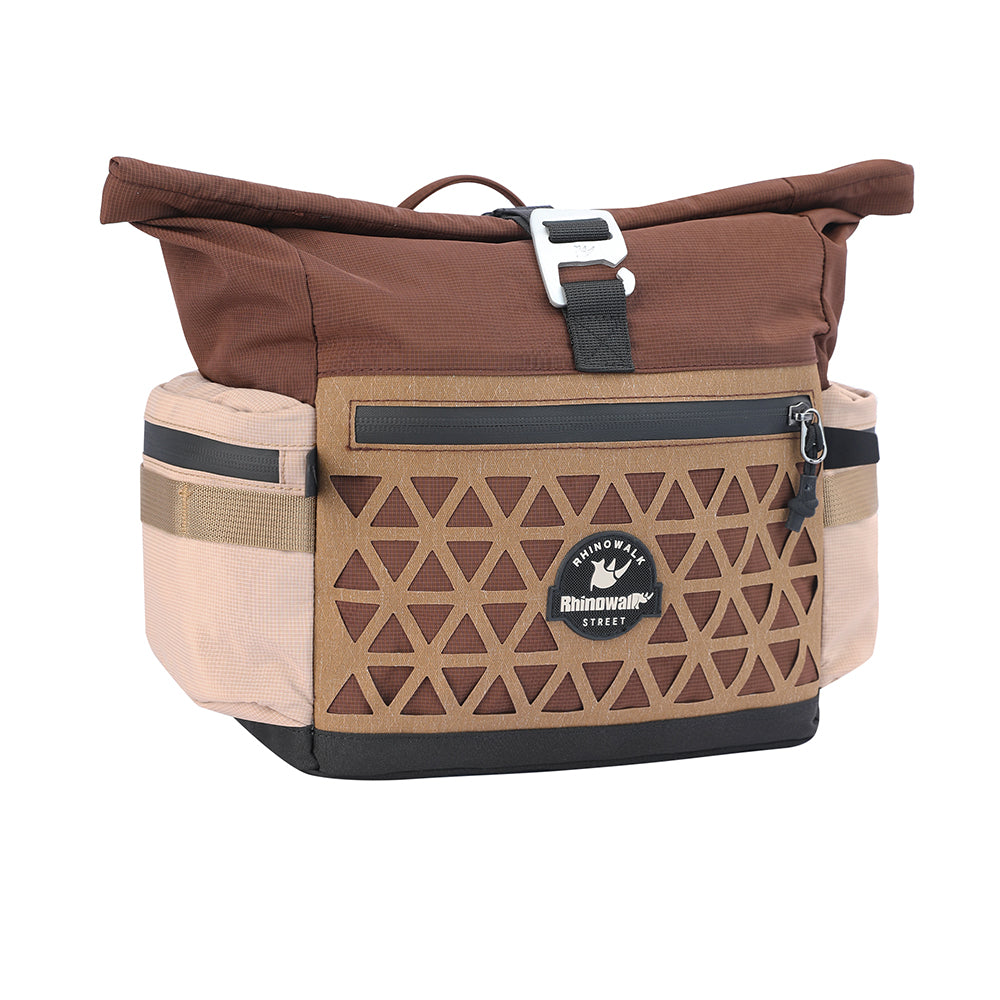 Rhinowalk Folding Bike Handlebar Bag 6.5L Quick-Release Urban Cycling  Waterproof with Rain Cover for Brompton Bikes