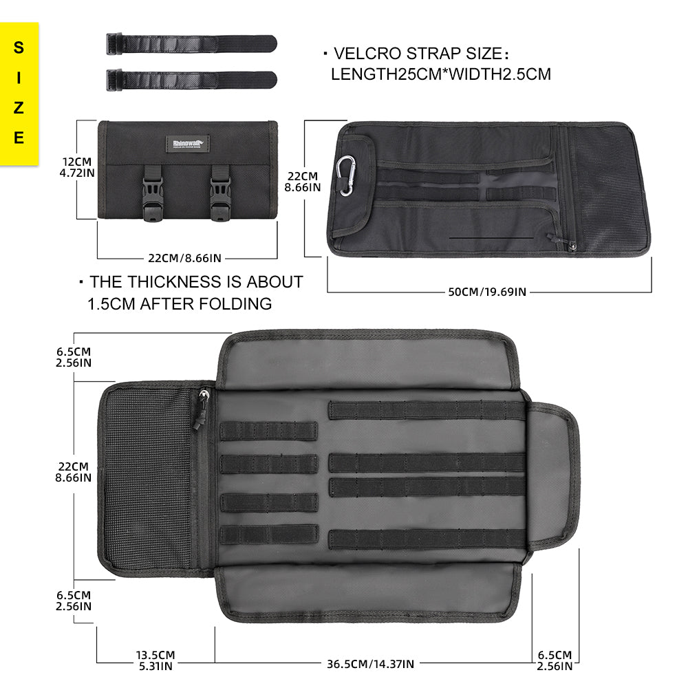 Rhinowalk Motorcycle Tool Roll Bag Portable Motor Saddlebags Side Tool Storage Bag Pouch Outdoor Travel Repair Working Tool MT103