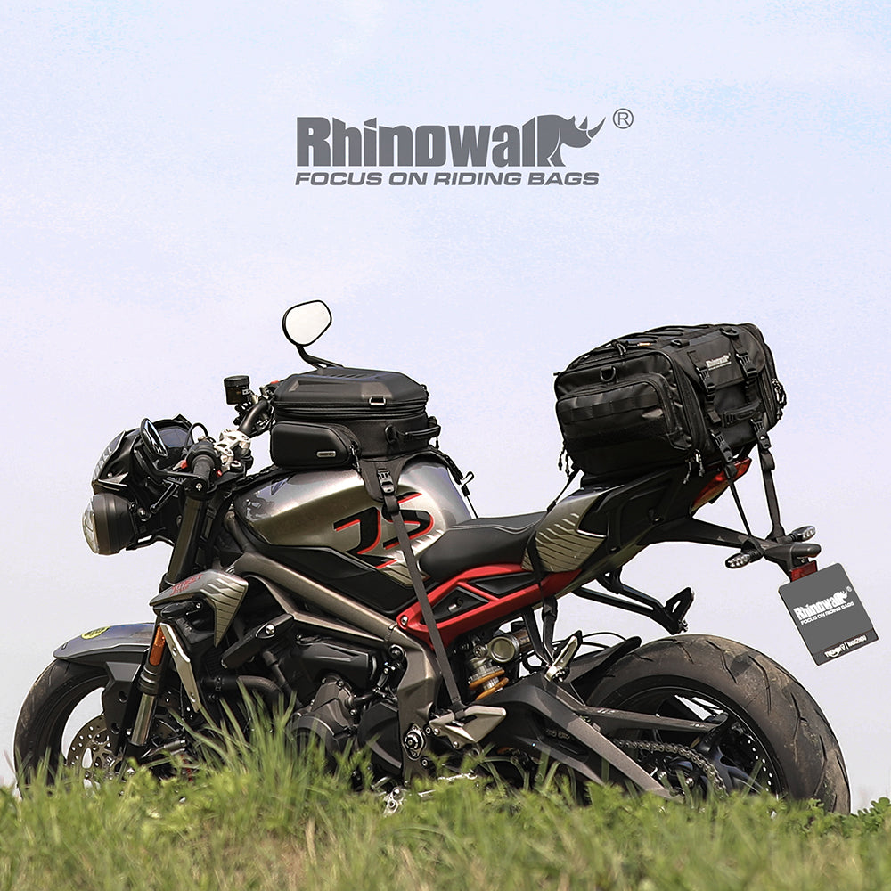Rhinowalk Motorcycle Tank Bag, 15-18L Expandable Motorcycle Storage, Waterproof All Weather-Carbon Fiber Black MTR3001