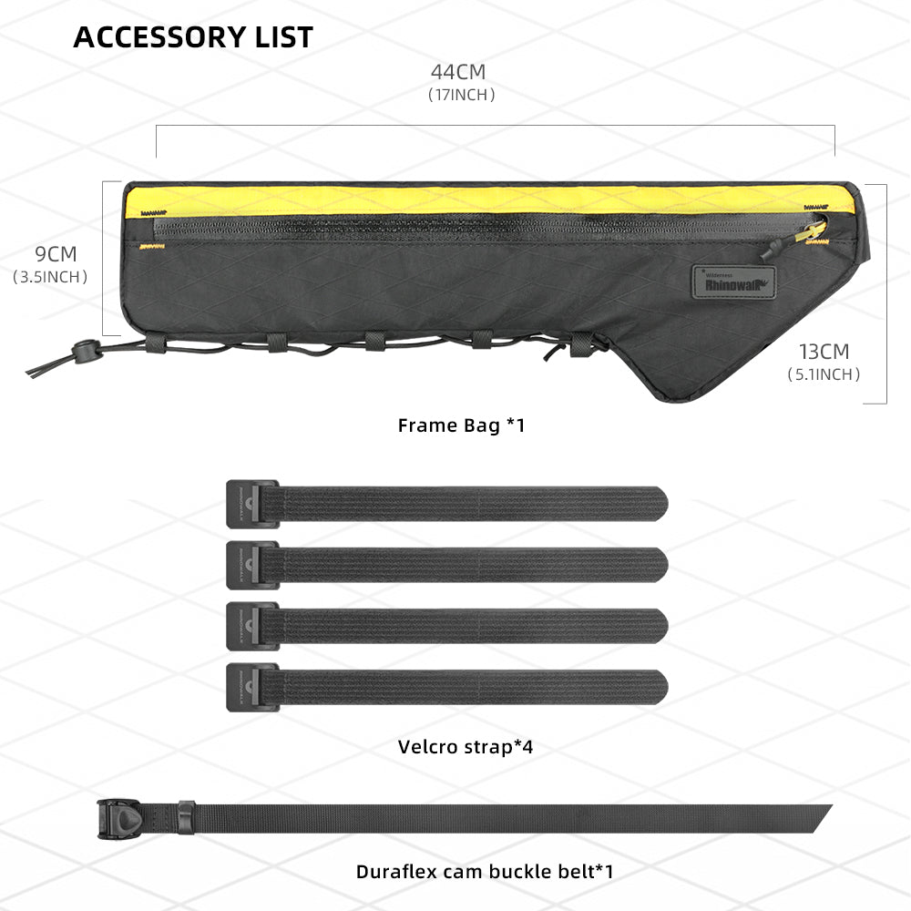 Rhinowalk Wilderness 2.4L Waterproof Bike Frame Bag - Fits 54+ Bike Sizes, No Water Bottle Interference