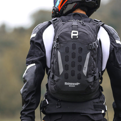 Rhinowalk 23L Motorcycle Backpack - Magnetic Buckle, Helmet Holder, MOLLE System & Ergonomic Design