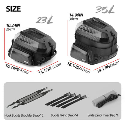 Rhinowalk Motorcycle Tail Bag Waterproof 23L-35L MFT2310