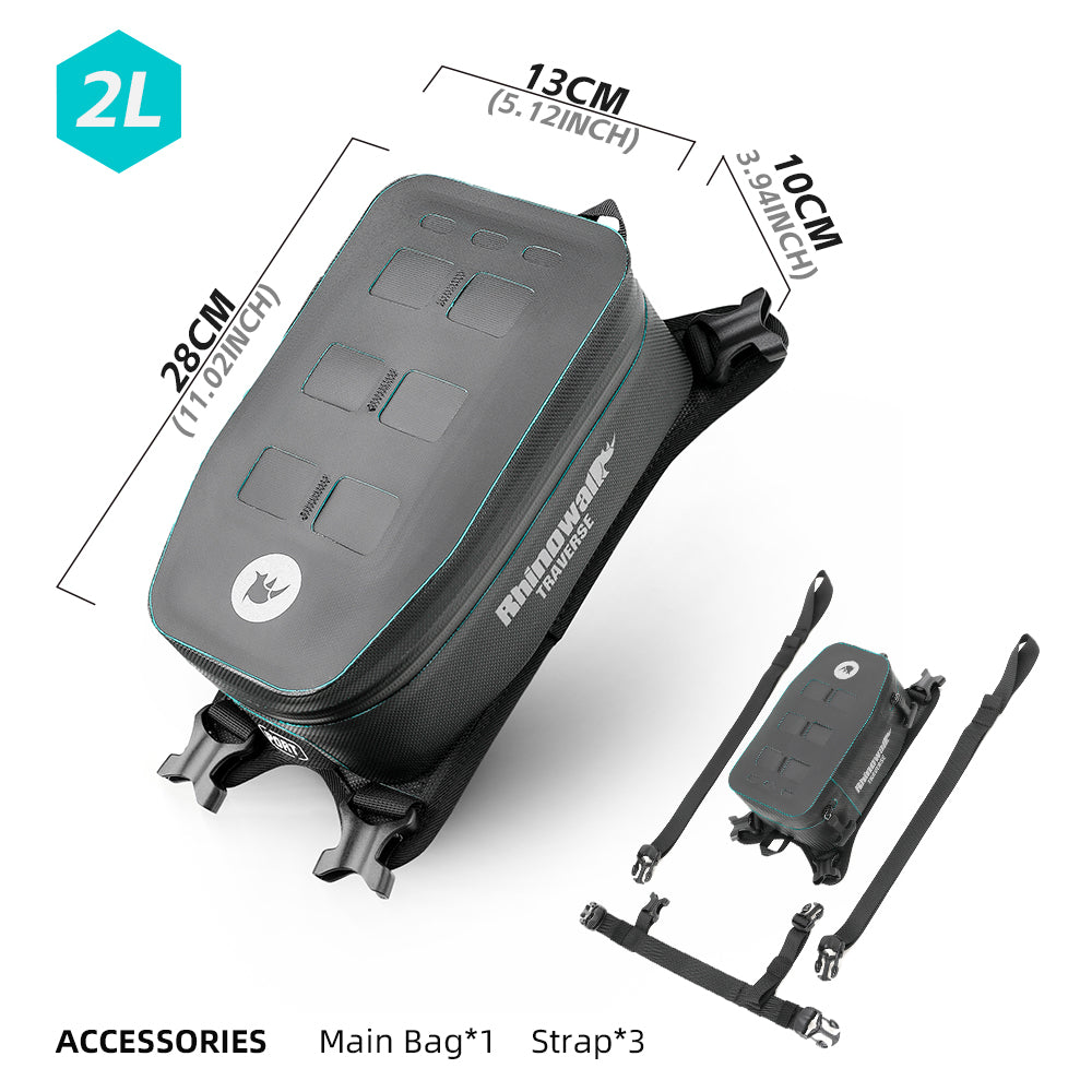 Rhinowalk Motorcycle Tank Bag With Removable Inner Liner MOLLE Top Flap 2L Waterproof Motor Front Storage MCY2601