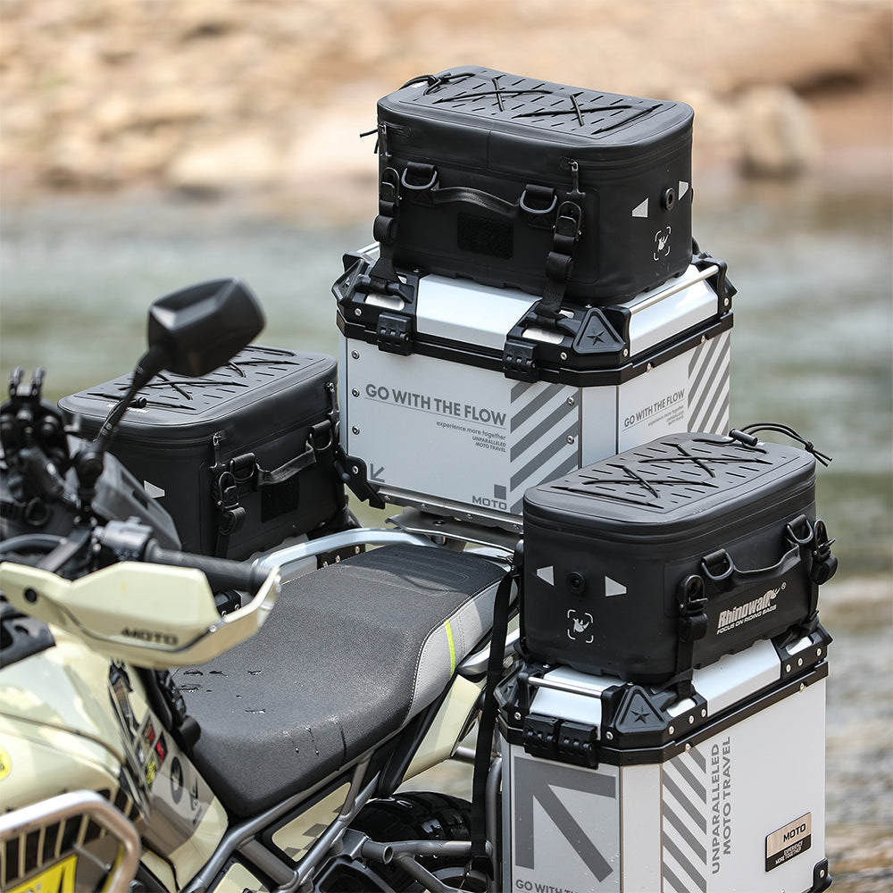 Rhinowalk 16L Motorcycle Side Case Expansion Waterproof Bag - Durable Moto Luggage for Adventure Riding