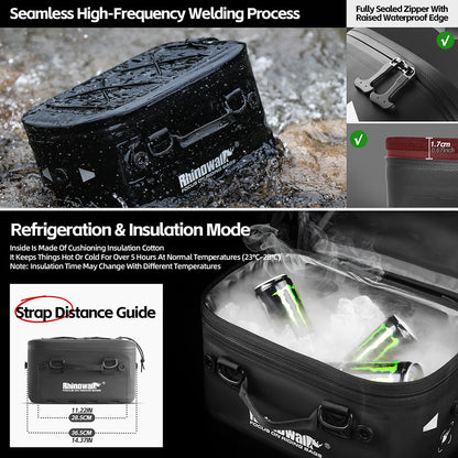 Rhinowalk 16L Motorcycle Side Case Expansion Waterproof Bag - Durable Moto Luggage for Adventure Riding