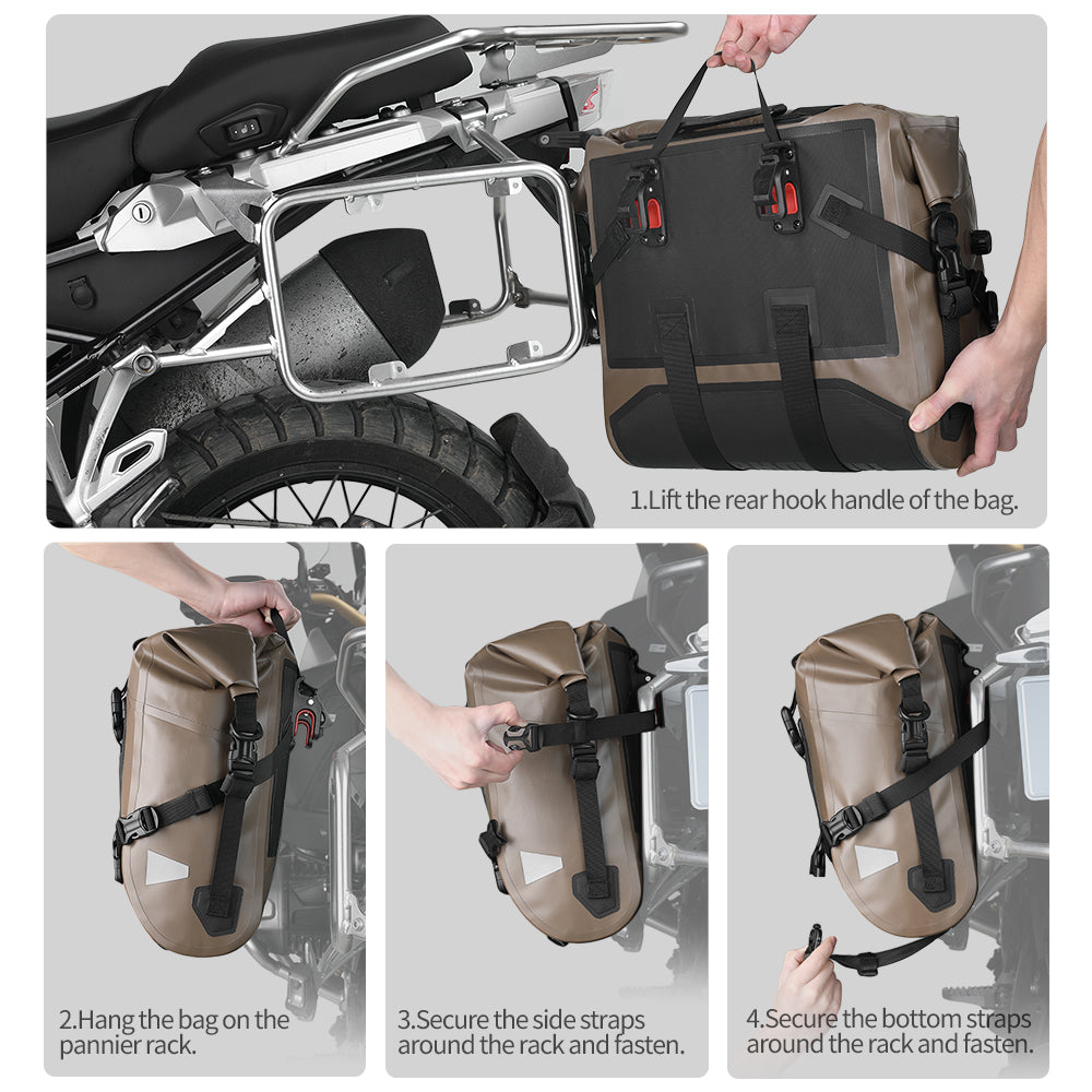 Rhinowalk Motorcycle Quick Release Side Bag 24L Waterproof 1 Or 2 PIece Motor Saddle Storage Bag With Support Board Air Valve MYS2406