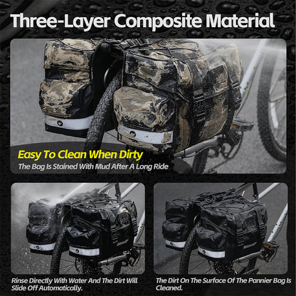 Rhinowalk Double Pannier Bag for Long Distance Cycling - Waterproof 3-Size Bicycle Rear Rack Bags