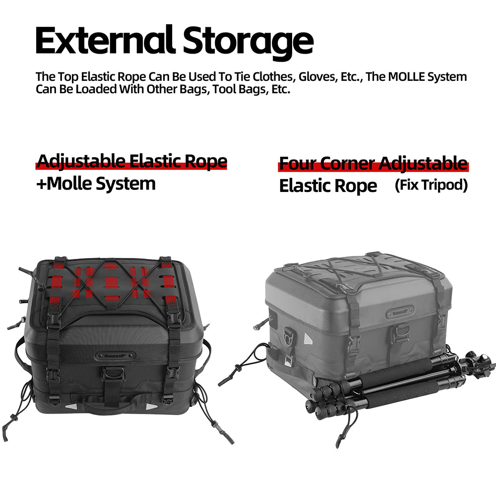 Rhinowalk Tactical Motorcycle Tail Bag - Waterproof 36L Multi-Function Motorbike Luggage with Camera/Cooler/Full-Face Helmet Storage
