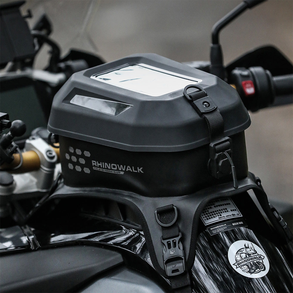 Rhinowalk Waterproof Motorcycle Tank Bag - Hard Shell Fuel Tank Bag with Touch Screen Phone Pocket for Motorbike Storage