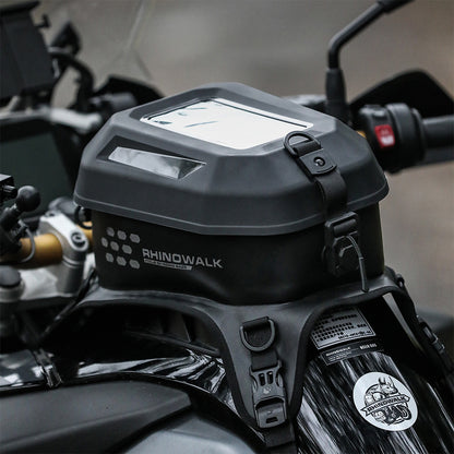Rhinowalk Waterproof Motorcycle Tank Bag - Hard Shell Fuel Tank Bag with Touch Screen Phone Pocket for Motorbike Storage