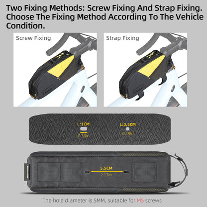 Rhinowalk 1.2L Waterproof Bike Top Tube Bag - Phone Holder & Dual Fixing Methods for Cycling