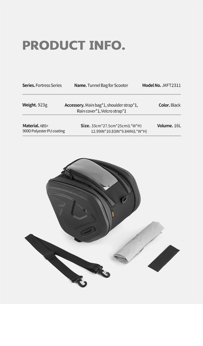 Rhinowalk Motorcycle Hard Shell Bag 16L Motorcycle Scooter Tunnel Bag With Rain Cover Shoulder Bag Suitable For Honda BMW YAMAHA MFT2311