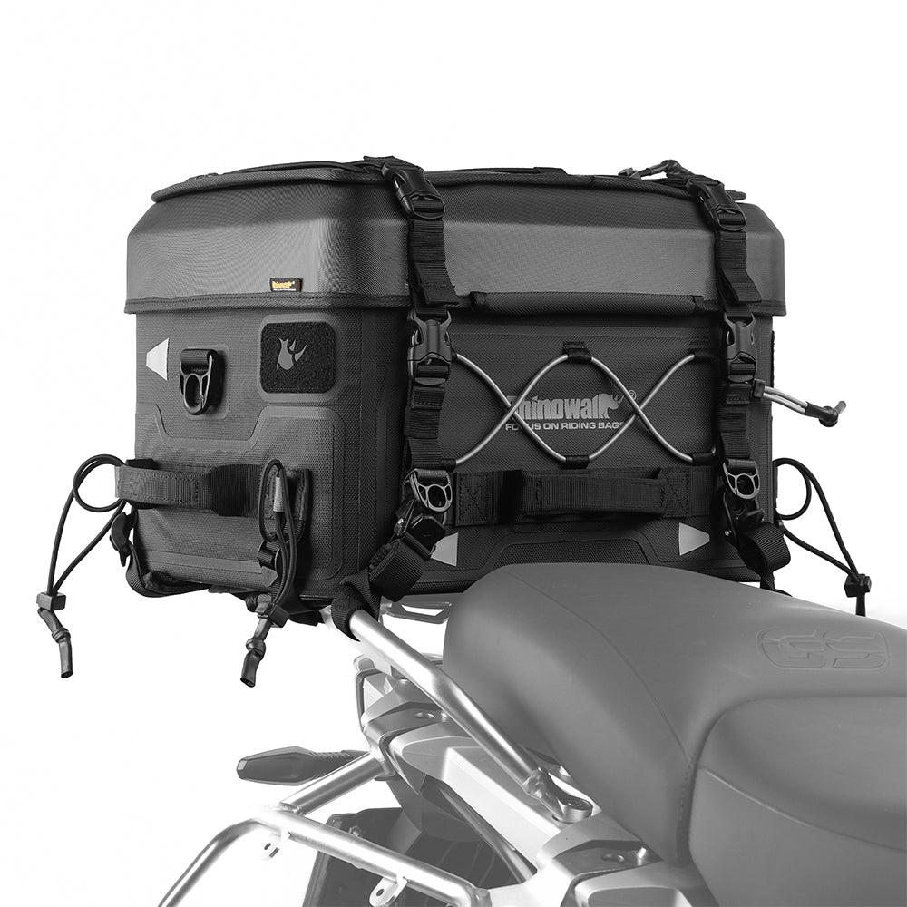 Rhinowalk Tactical Motorcycle Tail Bag - Waterproof 36L Multi-Function Motorbike Luggage with Camera/Cooler/Full-Face Helmet Storage