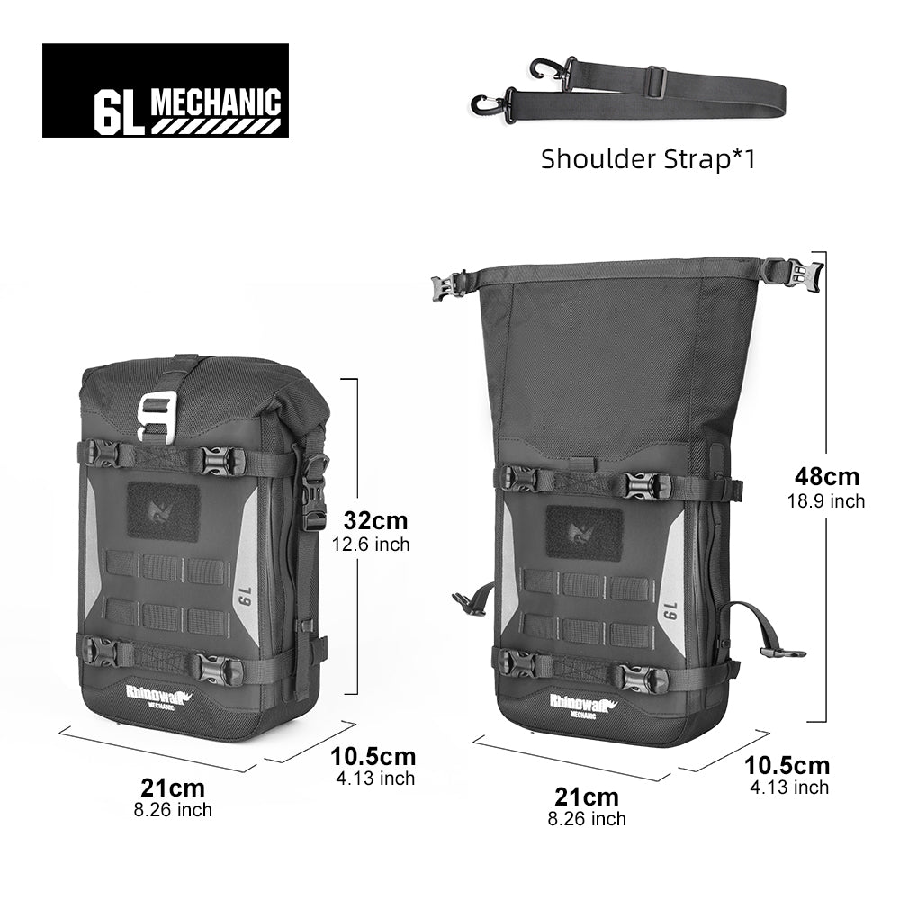 Rhinowalk Motorcycle Front Bumper Bag 6L Waterproof with MOLLE System & Detachable Inner Bag