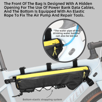 Rhinowalk Wilderness 2.4L Waterproof Bike Frame Bag - Fits 54+ Bike Sizes, No Water Bottle Interference