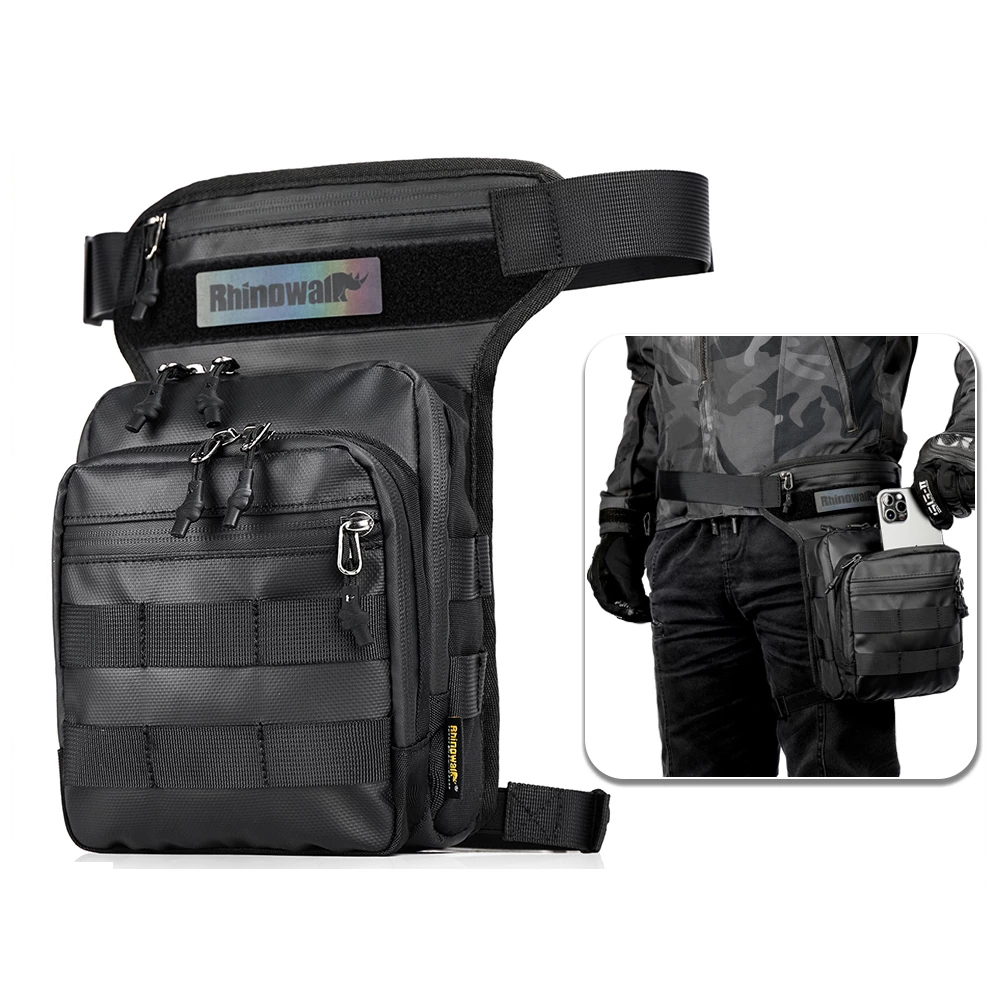 Motorcycle Drop Leg Bag Military Thigh Pouch Bag Tactical Hip Thigh Pack Leg Bag Multifunctional for Riding Cycling Hiking Climbing Men and women (Black) MT102